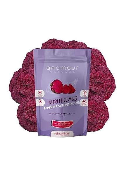 Anamour Natural Ejder Meyvesi Kurusu Cips Kurutulmuş (Şeker Ilavesiz) 3&apos;lü Paket Kuru Meyve Kıtırı 75 Gram modelleri