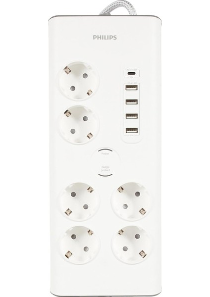 SPN7060WA Akım Korumalı Priz 6&apos;lı 900J 2m 4 USB 20W 1 Type-C 15W, Standart