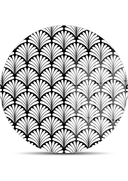 Cam Kesme Tahtası ve Sunumluk Yuvarlak Siyah Beyaz Geometrik Desenli 30X30 cm fiyatları
