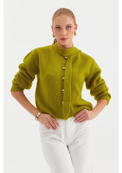 Fularlı Bisiklet Yaka Hırka