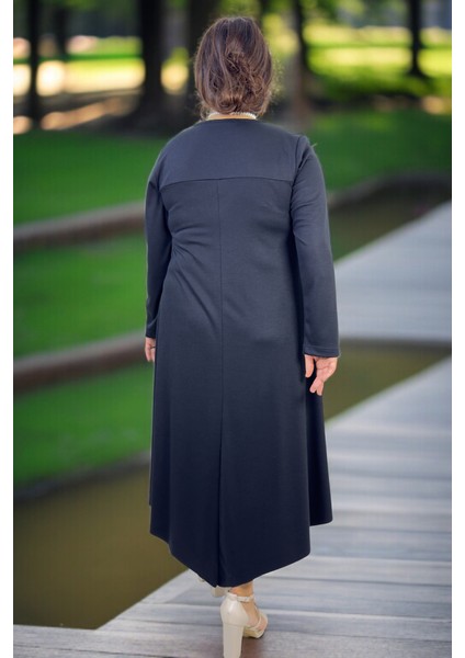 Asimetrik Kesim Interlok Viskon Kumaş Büyük Beden Çan Kesim Kadın Elbise indirimleri