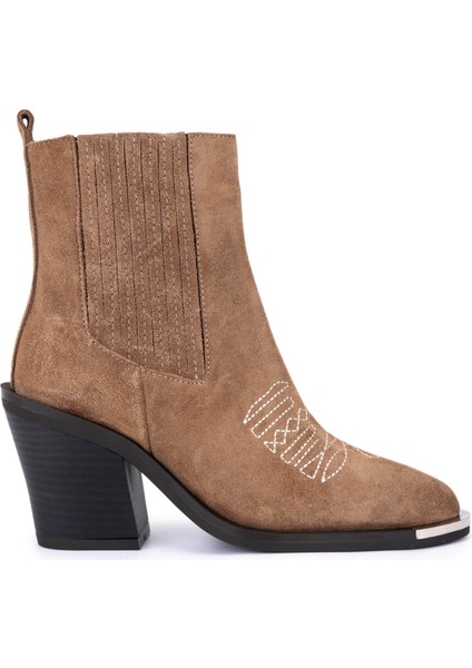 Kadın Hakiki Deri Taupe Süet Klasik Bot 33 20020 Bn Bot SK25-26 Taupe Suet