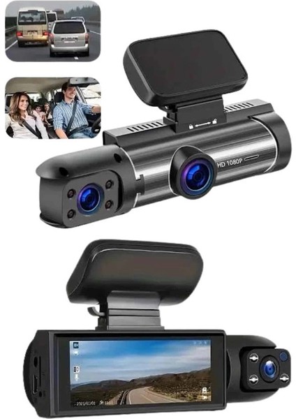 Bfs Araç Kamerası Black Box Çift Kameralı Ekranlı Full Hd Sürüş Kamerası