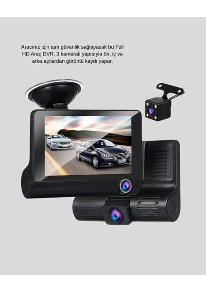 Bfs Araç Dvr Kamerası 3’lü 170° Geniş Açılı Full Hd ve Park Destekli fırsatları