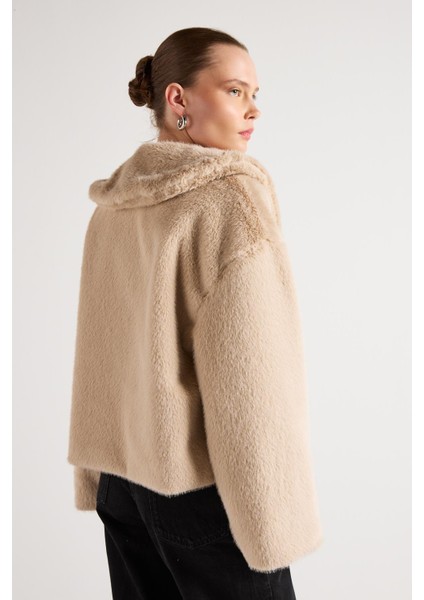 Kadın Taş Seyyar Yakalı Tasarım Kürk Kaban 30082 fırsatları