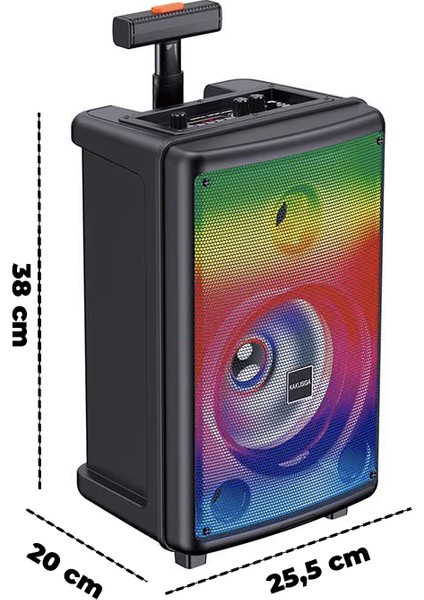 20W 8 Inç Rgb Işıklı Mikrofonlu Karaoke Tws Orta Boy Bluetooth Hoparlör Ses Bombası Ses Topu fırsatları