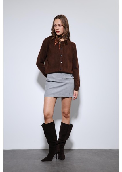 Kahve Yumuşak Dokulu Hırka