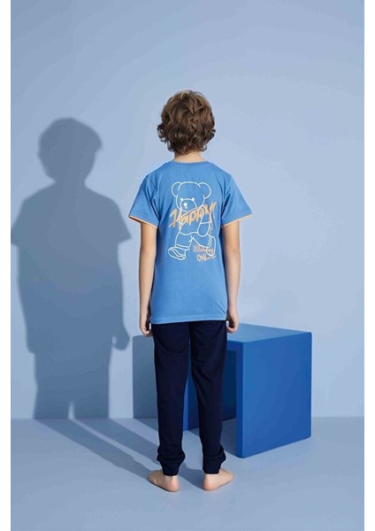 Erkek Çocuk T-Shirt Uzun Alt Penye Süprem Bisiklet Yaka Orta Kalın Pijama TAKIMI-3928 fiyatları