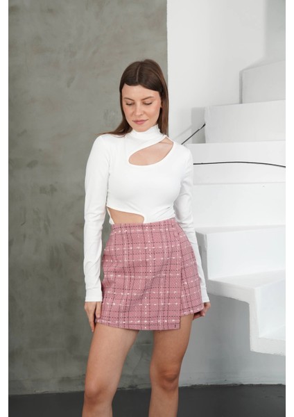 Mtxdpn Iki Düğmeli Şort Etek Pembe H26414 (Beden: Xl)