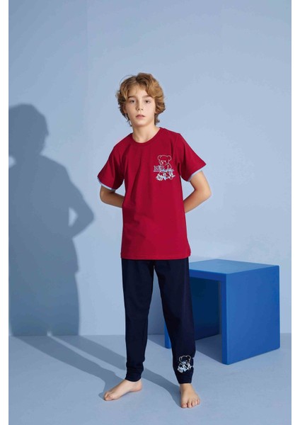 Erkek Çocuk T-Shirt Uzun Alt Penye Süprem Bisiklet Yaka Orta Kalın Pijama TAKIMI-3928 indirimleri