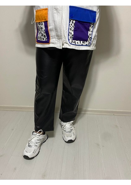 Havuç Kesim Deri Pantolon