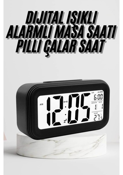 Bfs Dijital Masa Saati Termometre Takvim LED Ekran Pilli Ev Ofis Masası