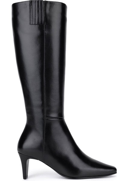 Kadın Hakiki Deri Siyah Klasik Çizme 33 16510 Bn Czm SK25-26 Sıyah Derı