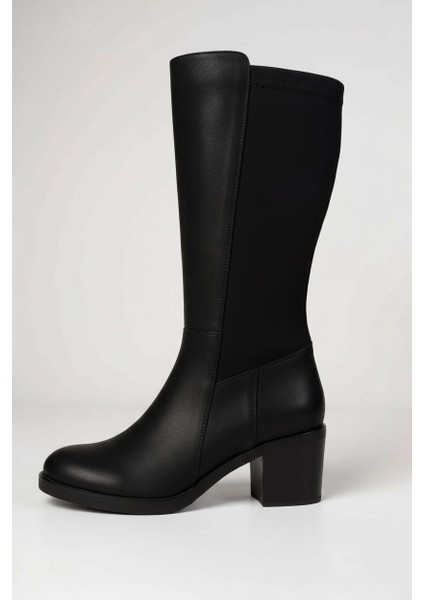 Nubuk Siyah Fermuarlı Streçli Kadın Uzun Sivri Burun Çizme fırsatları