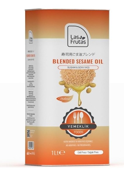 Las Frutas Susam & Soya Yağı 1 L – Yemeklik Bitkisel Yağ Karışımı | Sushi ve Asya Mutfağına Uygun | Nötr Lezzet & Soğuk Sıkım Susam Yağı