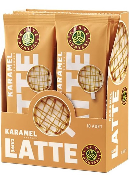 Kahve Dunyası Dünyası Özel Seri Sıcak Karamel Aromalı Caffe Latte, 10&apos;lu