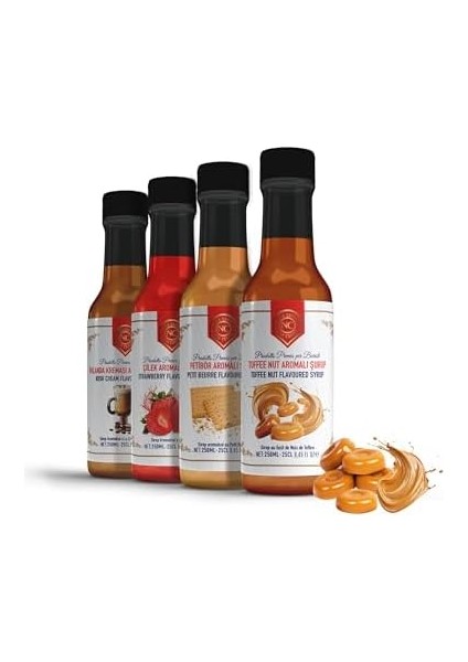 Nish Kahve Petibör, Irish Cream, Toffee Nut, Çilek Aromalı Şurup 4&apos;lü Set 4X250 Mililitre modelleri