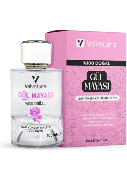 Velvatura Gül MAYASI%100 Doğal Aydınlatıcı ve Gözenek Sıkılaştırıcı Saf Gül Suyu Arındırıcı Tonik