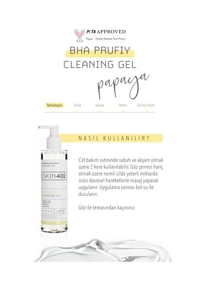 SKIN401 Bha Arındırıcı Siyah Nokta Karşıtı Yüz Temizleme Jeli 200ML