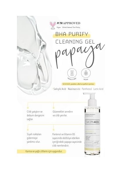 SKIN401 Bha Arındırıcı Siyah Nokta Karşıtı Yüz Temizleme Jeli 200ML fiyatları