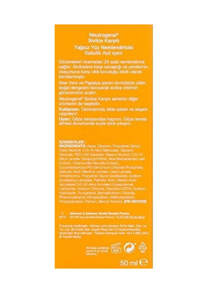 Neutrogena Sivilce Karşıtı Yağsız Yüz Nemlendiricisi 50ML, 50 ml