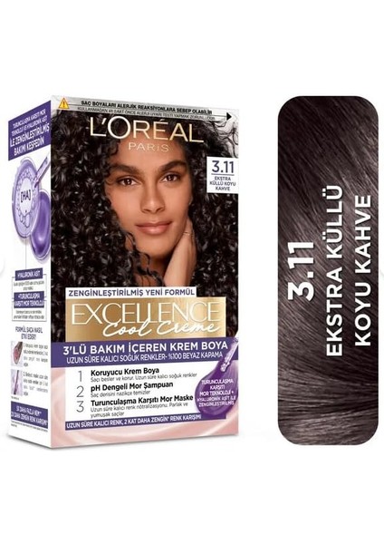 L&apos;oréal Parıs Excellence Cool Creme Saç Boyası - 3.11 Ekstra Küllü Koyu Kahve