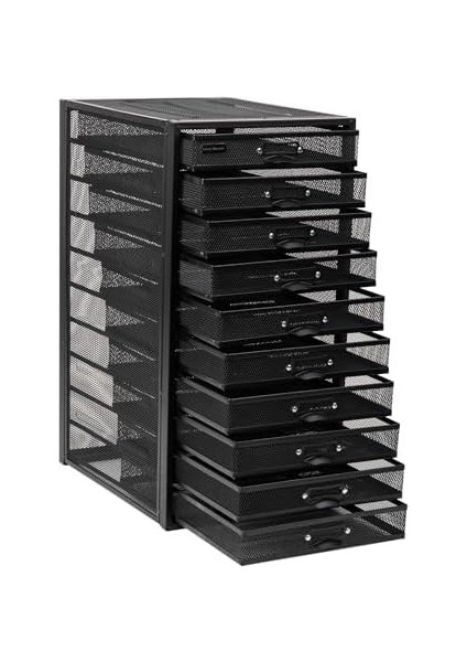 Reader File Masa Düzenleyici, Ofis Malzemeleri Saklama, Çekmeceli Dikey Takı Kutusu, 10 Bölmeli, Güçlendirilmiş Tel, Siyah modelleri