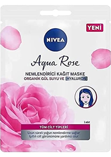 Nıvea Aqua Rose Hyaluron ve Organik Gül Suyu Içeren Nemlendirici Kağıt Maske, 1 Adet, Tüm Cilt Tipleri Için, Yoğun Nemlendirme, Işıltılı Cilt fiyatları