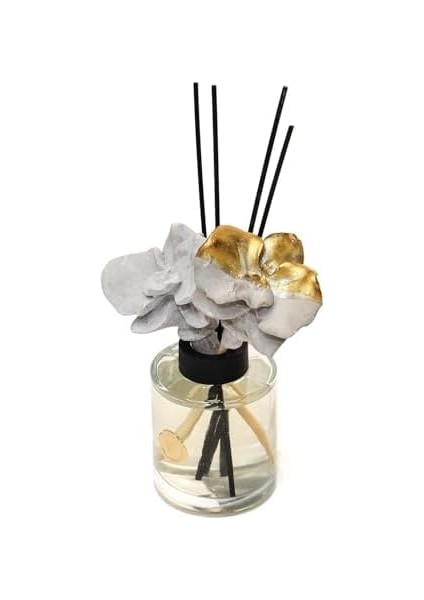 Missi 200 ml Gold-Gri Seramik Taş Bambu Çubuklu Black Orchid Oda Kokusu