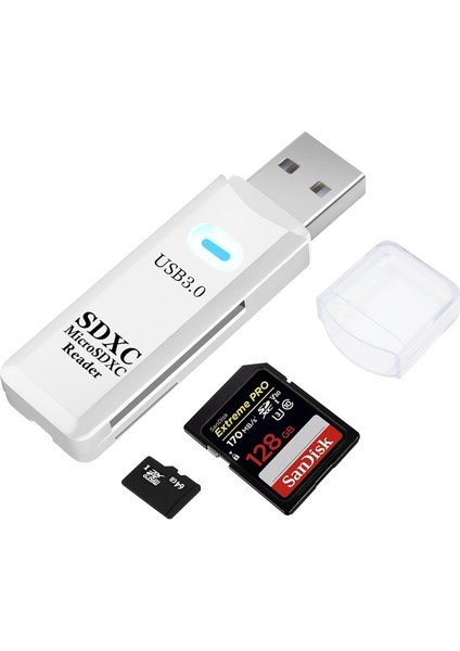 Usb3.0 Sd/tf Kart Okuyucu, USB 3.0 5gbps Yüksek Hızlı Çift Yuvalı Otg Hafıza Kartı Adaptörü Tf/micro Sd/sd/sdxc/micro Sdxc/micro Sdhc Hafıza Kartları Için, MacBook Pro/air ile Uyumlu