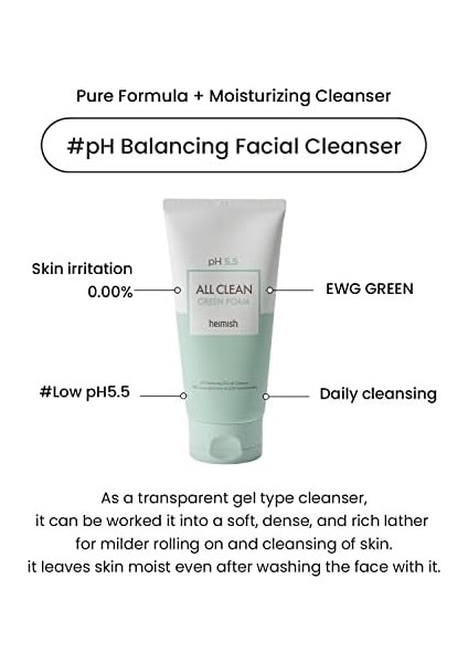 Heimish All Clean Green Foam - Hassas Ciltler Için Cilt Temizleme Köpüğü 150GR fiyatları