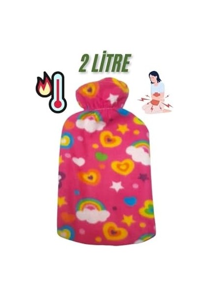 Minufco Polar Kılıflı Termofor 2 Litre Isıtıcı Ped Sıcak Su Torbası Erkek 2 Litre Kırmızı Polarlı Nerox