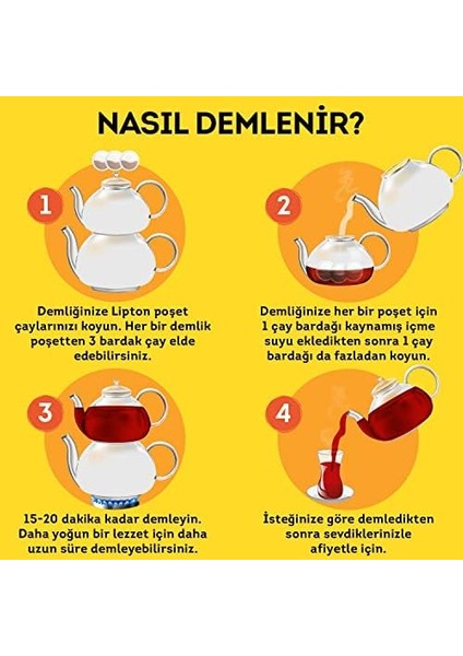 Lipton Yellow Label Demlik Poşet Siyah Çay 100&APOS;LÜ Paket modelleri