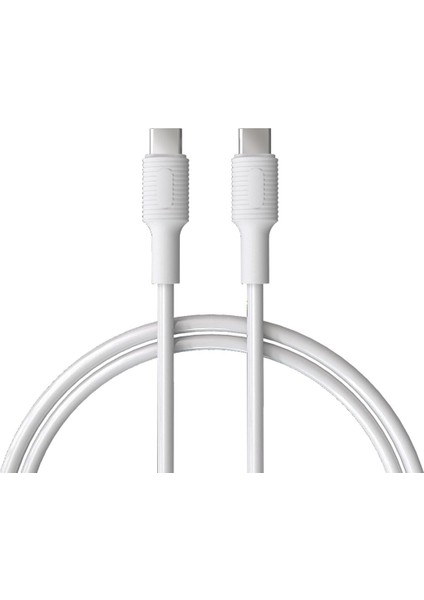 Type C-C Power Delivery Hızlı Şarj Kablosu, Beyaz Kablo, Beyaz/beyaz Uçlar (150 Cm)