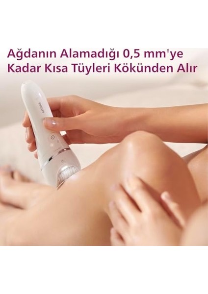 Philips Epilasyon Cihazı, Islak ve Kuru Kablosuz Kullanım, Ekstra Geniş Başlık, LED Işık, Hassas Bölge Başlığı, Optimum Temas Başlığı, 10 Dakikada Pürüzsüz Cilt, Beyaz Renk, BRE700/05 fiyatları