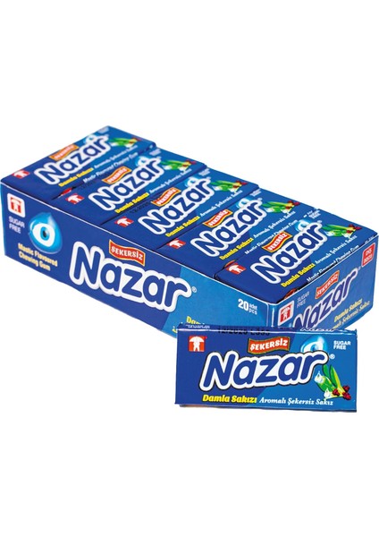 Nazar Şekersiz Sakız 5&apos;li Kutu Damla 20 Paket