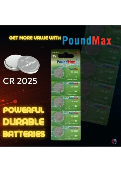 x CR2025 Lityum Düğme Pil, 3 V Pil, Sızdırmaz, Cıva Içermez, Uzun Ömürlü – Elektronik Küçük Cihazlar, Araba Anahtarları, Uzaktan Kumandalar, Tıbbi ve Akıllı Ev Cihazları Için modelleri