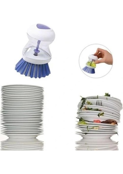 Deterjan Hazneli Kolay Bulaşık Yıkama Fırçası Bulaşık Sünger - Stokta Olan Renk Gönderilir fırsatları