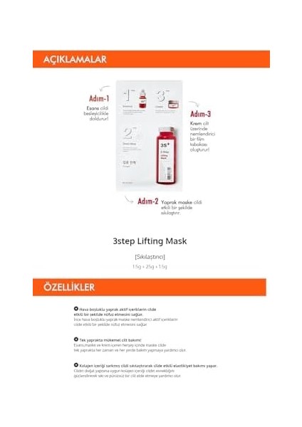 Mıssha 3 Aşamalı Sıkı Görünüm Veren Maske (1.5G/22G/1.5G) 3 Step Lifting Mask