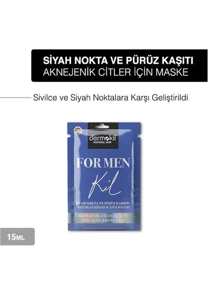 Dermokil For Men Siyah Nokta ve Sivilcelere Karşı Yüz Maskesi 15 ml x 3 Adet