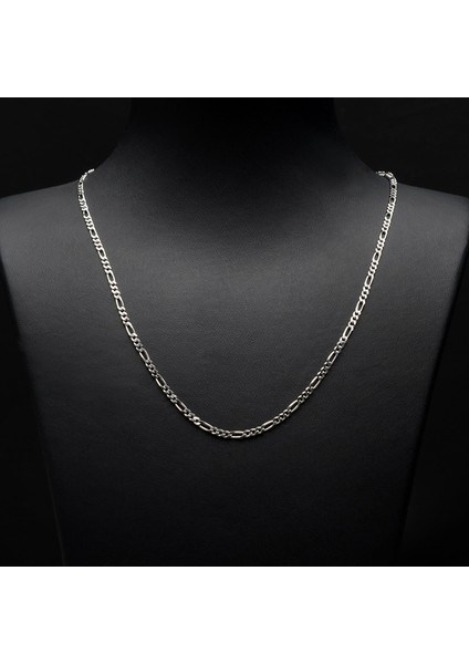 50 Mikron Rodyum Figaro Gümüş Zincir modelleri