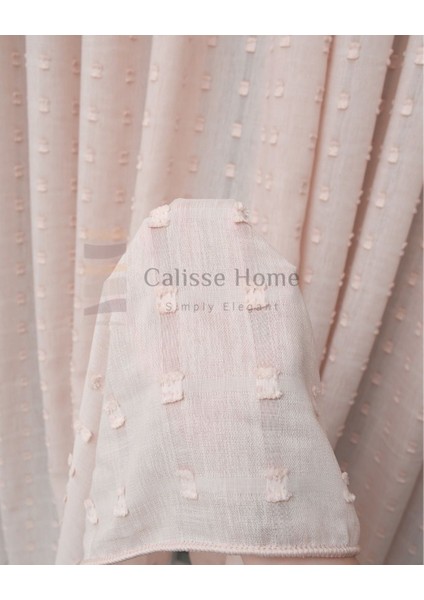 Ponponlu Yoğun Dokulu Çocuk Odası Gramajlı 1/3 Sık Pileli Dokuma Pembe Tül / Fon Perde Ütü Istemez indirimleri