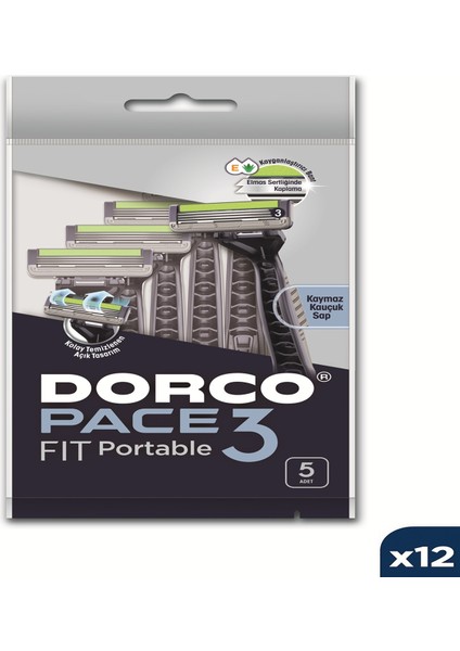 Pace 3 Bıçak Kullan At Tıraş Bıçağı 5'lü Poşet*12 Paket