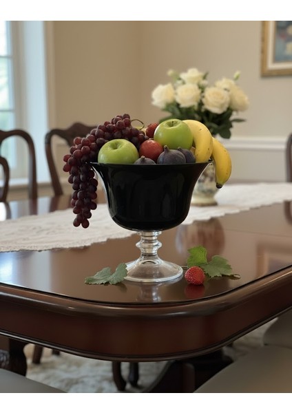 Büyük Boy Ayaklı Dekoratif Kase (27x25 cm) - Renkli Salon ve Konsol Aksesuarı