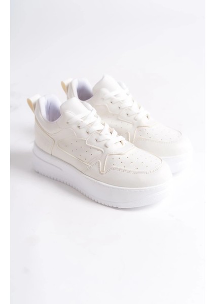 Alessı Bağcıklı Ortopedik Taban Kadın Sneaker Spor Ayakkabı Cbt - Kırık Beyaz fırsatları
