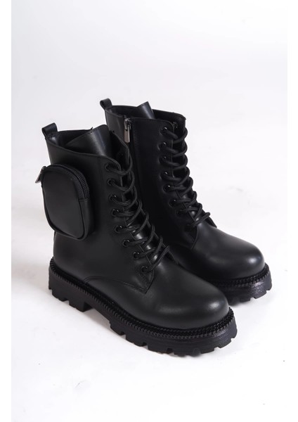 Gına Bağcıklı Fermuarlı Ortopedik Taban Çantalı Kadın Bot Cst - Siyah fırsatları