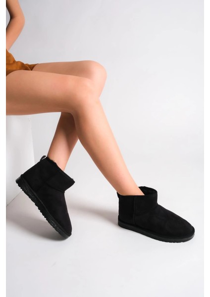Jolıe Bağcıksız Düz Taban Içi Kürklü Kısa Süet Kadın Bot Sst - Siyah modelleri