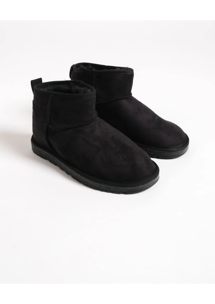 Jolıe Bağcıksız Düz Taban Içi Kürklü Kısa Süet Kadın Bot Sst - Siyah fırsatları