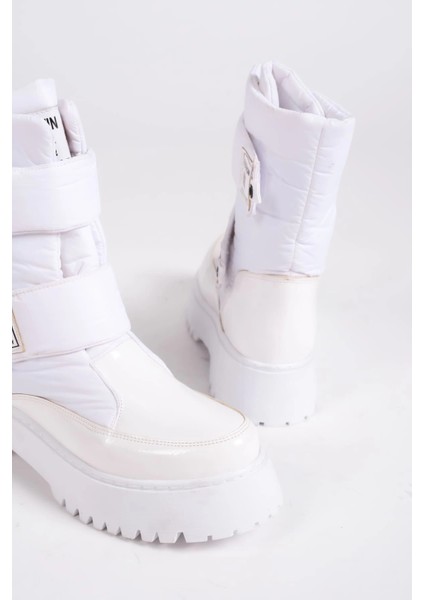 Elısa Cırt Cırtlı Paraşüt Kumaş Rugan Kadın Bot Rbt - Beyaz indirimleri