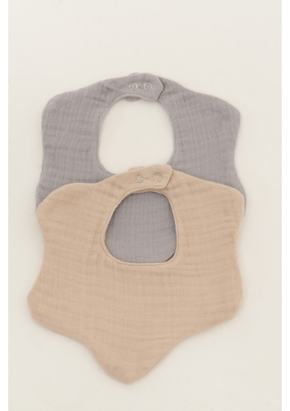 2'li Organik Pamuk 8 Katlı Multi Müslin Çiçek Model 3 Bebek Önlük , Salya ve Mama Önlüğü